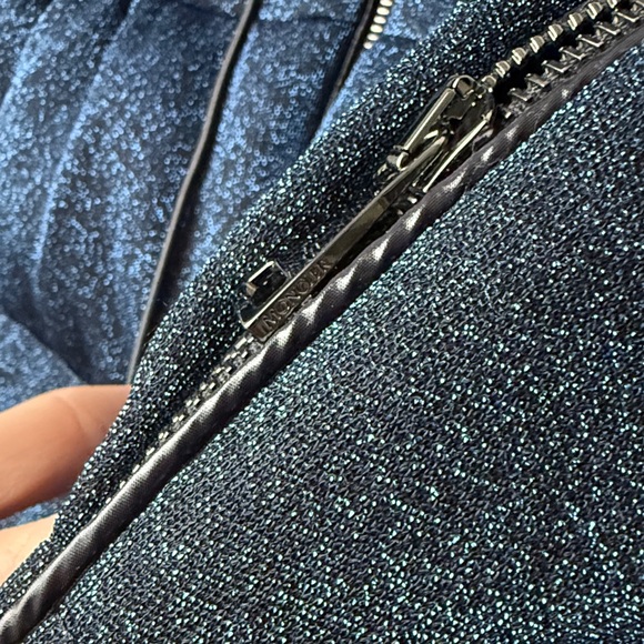 Moncler women's sparkly navy peplum puffer jacket - Picture 6 of 9